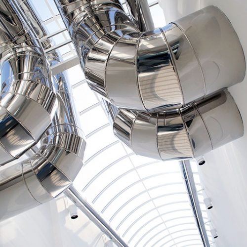 Air conditioning ducts of a modern building.
